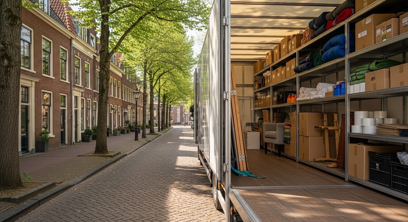 Verhuiswagen op straat