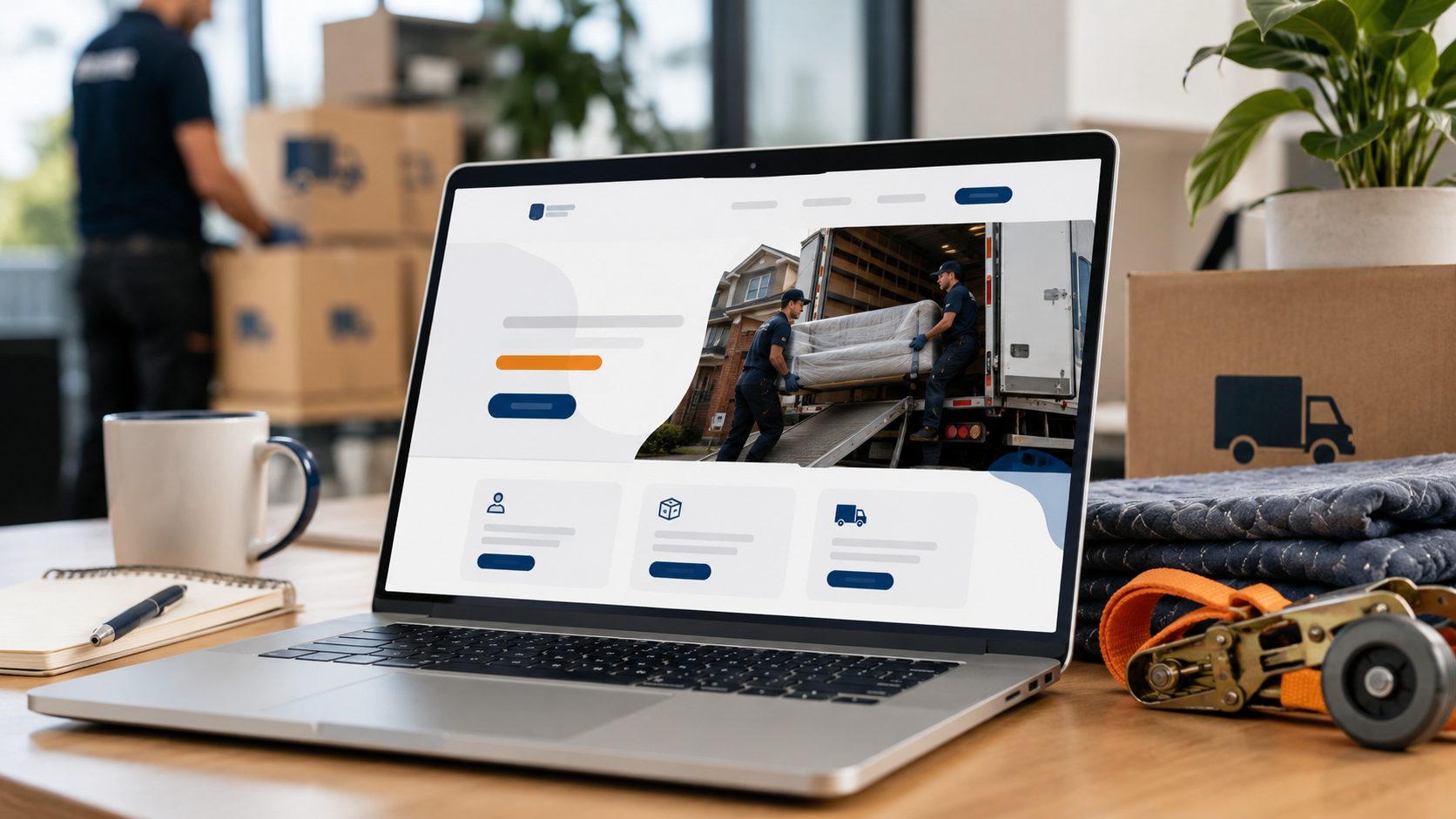Gratis website voor verhuizers — laptop met website design