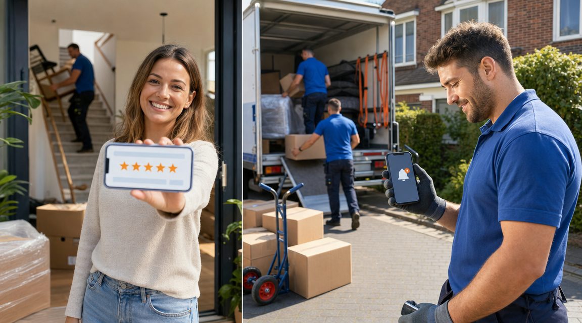 Klant geeft 5-sterren review, verhuizer ontvangt notificatie
